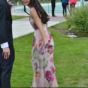 Ted Baker Light Pink Floral Orchid Maxi Dress